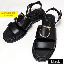 Authentic Salvatore Ferragamo Gancini Sandals size 6.5D Black