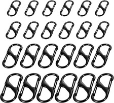 24pc Anti-Theft Zipper Lock S Hook Carabiner Clip Luggage Backpack Security Blac