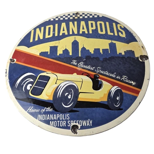 Vintage Indianapolis Speedway Sign - Porcelain Motor Racing Automobilia Sign