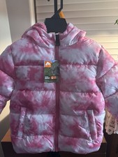 OZARK TRAIL LITTLE GIRLS PINK TIE DYE PUFFER JACKET, SZ 4T, HOODED W/ZIPPER, NEW