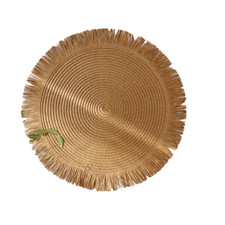 38Cm round Braided Placemat Fringe Paper Table Mat Hand Woven Non-Slip Insulatio