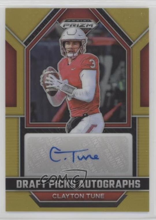 2023 Panini Prizm Draft Picks Gold 3/10 Clayton Tune #DPA-CLT Rookie Auto RC 1t3