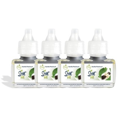 Calming Vanilla Patchouli Plug-in Air Freshener Set with 4 Refills for Serenity
