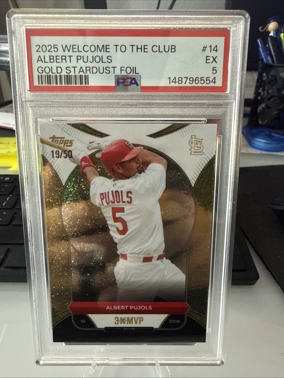 Albert Pujols PSA 5 TOPPS 2025 WELCOME TO THE CLUB 3 Times MVP GOLD FOIL #d /50