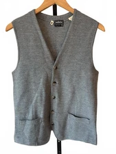 Vintage Wallachs Grey Wool Blend Men's Vest Size M