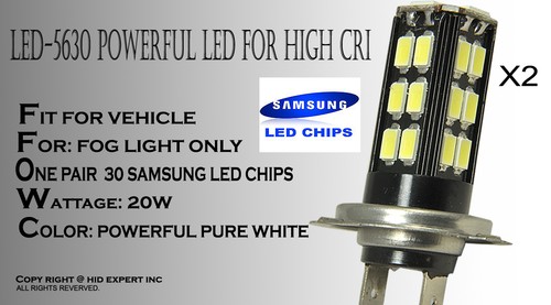 H7 Samsung 30 LED Replacement for Auto Fog Light /High Beam Light Bulbs Z379 - Picture 2 of 7