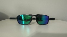 Oakley Badman Metal Black Frame Polarized Green/Blue iridium Lens Sunglasses