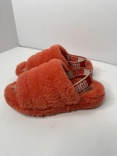 UGG Fluff Yeah Slide Slippers Size 8 Orange Fleece Lined Shearling