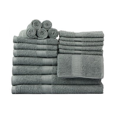18 Piece 100% Cotton Towel Set, 4 Bath , 4 Hand and 10 Washcloths Super Soft