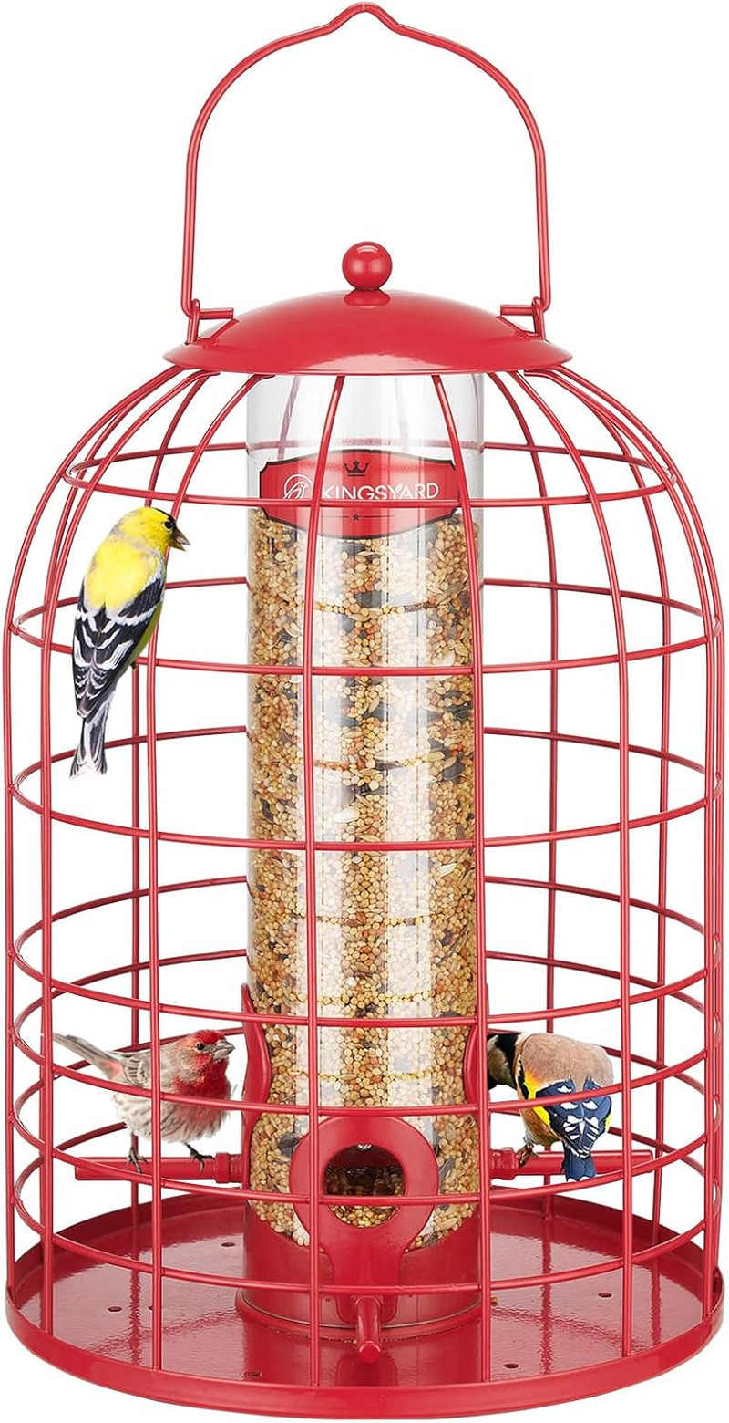 For Outdoors, Squirrel Proof Caged Tube Feeders Hanging Gree