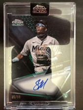 2021 Topps Chrome Black Jesus Sanchez Rookie On Card Auto Green /99
