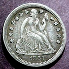 1857 SEATED LIBERTY  SILVER DIME ........MIN. BID .01 & NO RESERVE!