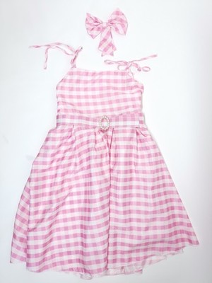 Barbie Kleid Mädchen Kostüm Gr. 150 mit Haarschleife & Gürtel