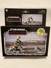 Star Wars Vintage Collection Speeder Bike Scout Trooper and Grogu Figure Set