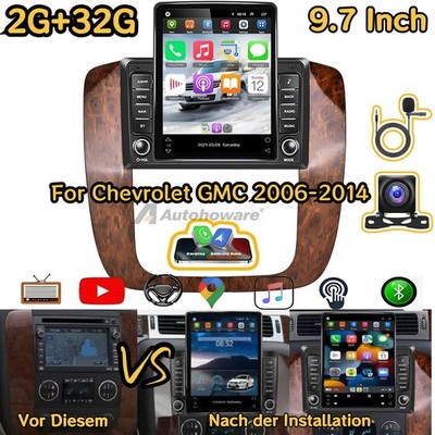 9.7'' Radio estéreo Para SChevrolet GMC 2006-2014 compatible con CarPlay Android