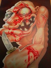 OOAK Artist REV EE 1999 ORIGINAL Hand Painted TATTOO FLASH Art Punk Slash Hell