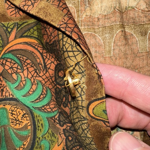 Vintage 60s Andrade Hawaiian Shirt Camp Loop Collar Tiki Coin Buttons Fits Sz M - Picture 10 of 15