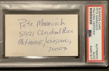 Pete Maravich signed business card PSADNA encapsulated