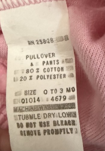 Vintage Doe-Spun rosa Jogginganzug Säugling Baby Gr. 3M Blumen Schleife Mädchen Landhaus Kern - Bild 9 von 11