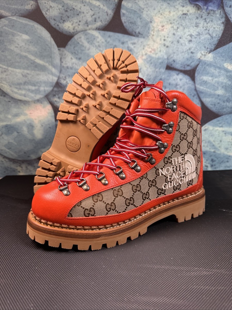 GUCCI × THE NORTH FACE / トレッキングブーツ/US6/ORN/679914/GGキャンバス// The North Face x Gucci Lace Up Boot Beige Orange Monogram 679914
