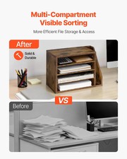 Literature Organizer, 4 Compartments Office Mailbox with Detachable Shelves, Woo