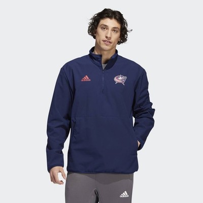 New Adidas Mens Columbus Blue Jackets Hockey 1/4 Zip Jacket Size Medium  NHL