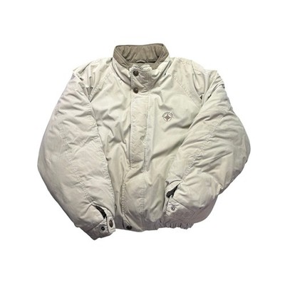Vintage Members Only Down Jacket Mens Large Beige Boxy Puffer Bomber Goose Down