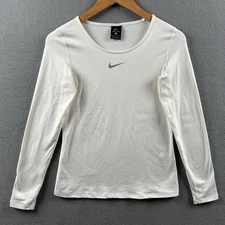 Nike Dri Fit Shirt Women’s Extra Small White Long Sleeve Center Swoosh Thermal