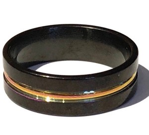 Black Shiny Tungsten Carbide Rainbow Line Wedding Band Ring Sz 12.5