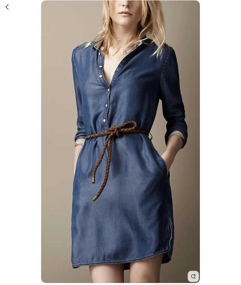 burberry dress long sleeve Burberry Check Wool Blend Dress