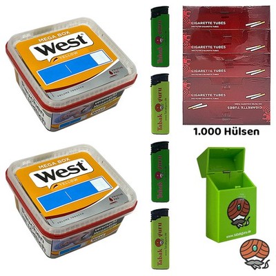 West Yellow Volumentabak Mega Box 2x 105g + 1000 Hülsen + Zubehör