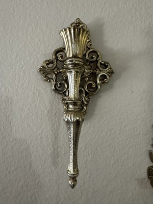 Sconce Candleholder Gold Tone Metal Hollywood Regency