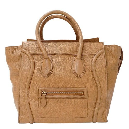 Celine Drummed Calfskin Luggage Mini Shopper #194
