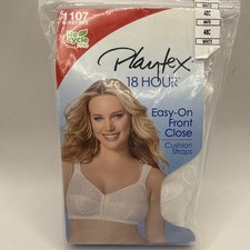 Playtex 18 Hour Bra 1107 Wirefree Easy-on Front Close 48C White New