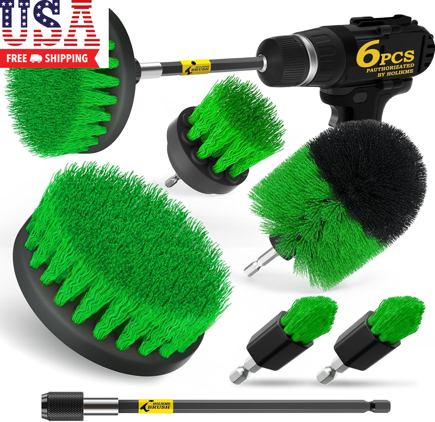 6Pack Drill Brush Power Scrubber Cleaning Brush Extended Long Attachment Set All