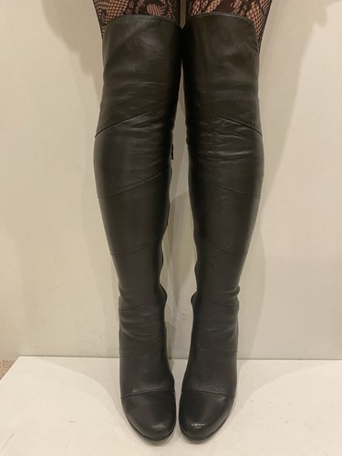 Sexy Moda In Pelle ‘Seline’ Over The Knee Black Leather Boots EU39 Excellent - Imagen 4 de 13