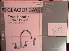 Glacier Bay Melina Kitchen Faucet, Two Handle Lever, Chrome, Side Sprayer
