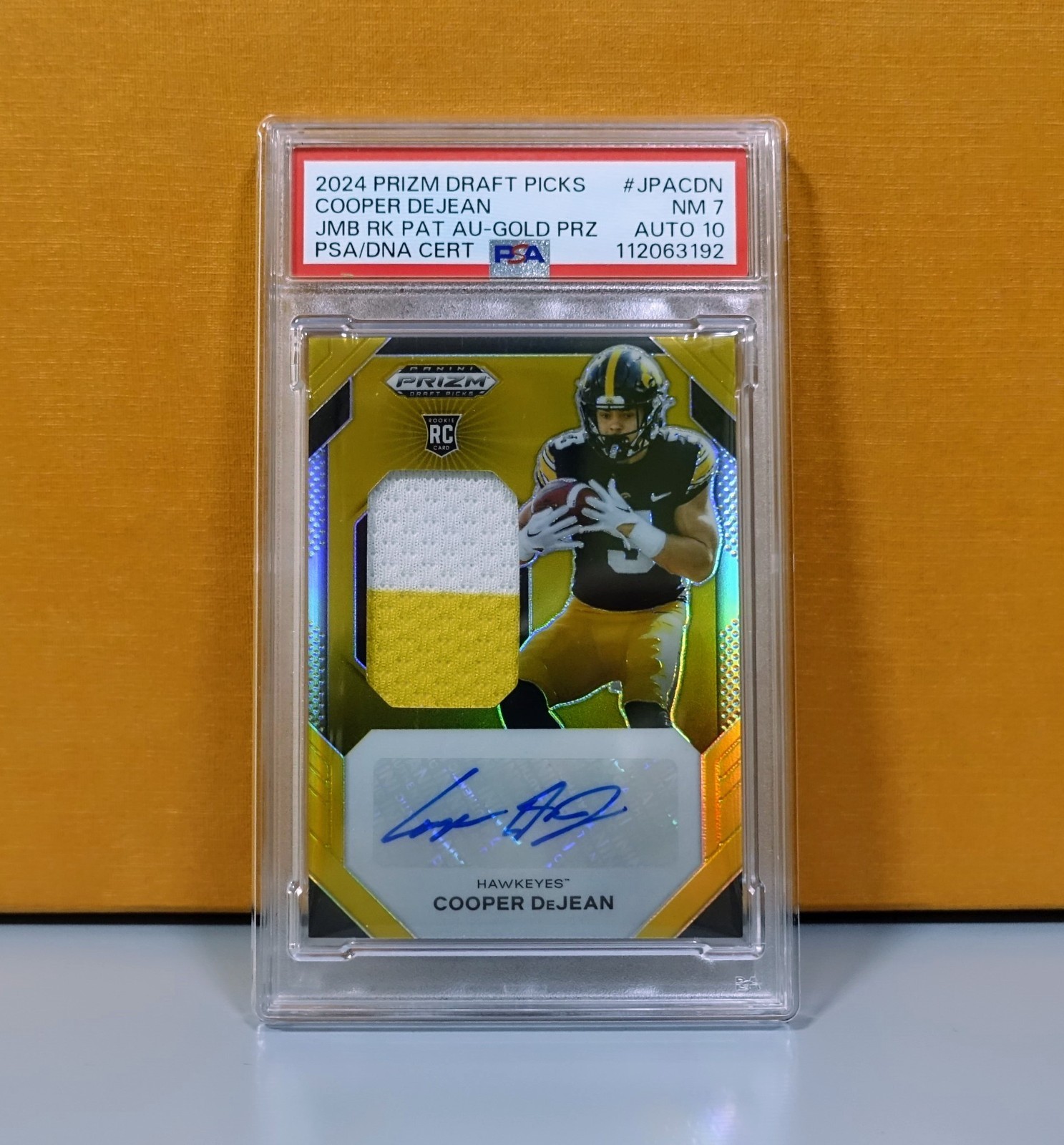 Cooper DeJean Panini Prizm Draft Picks Jumbo Rookie Patch Autographs #JPACDN Gold Prizm