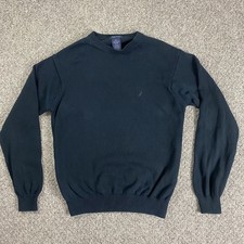 Nautica Sweater Mens Large Navy Blue Pullover Knit Sweater Crewneck 100 Cotton