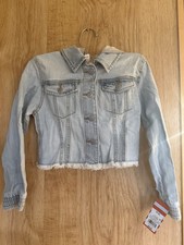 Girls Hooded Jean Jacket Cat  Jack Light Wash NWT M Medium 8 Snap Buttons NWT