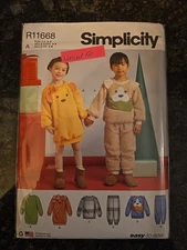 Simplicity R11668/ 9673 Childs Animal Pants Top Sewing Pattern Size 3-8 Uncut