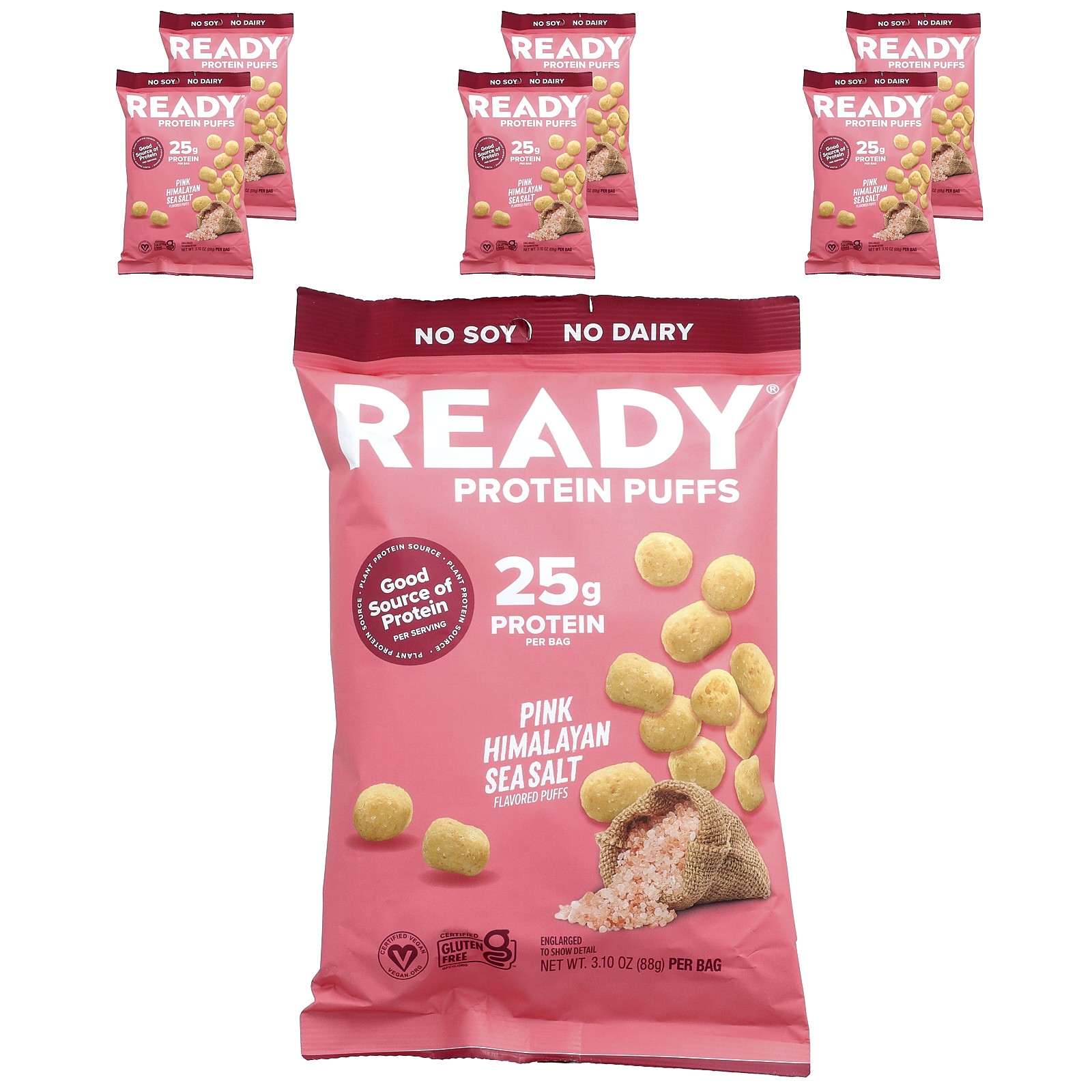 Protein Puffs, Pink Himalayan Sea Salt, 6 Bags, 3.1 oz (88 g) Each