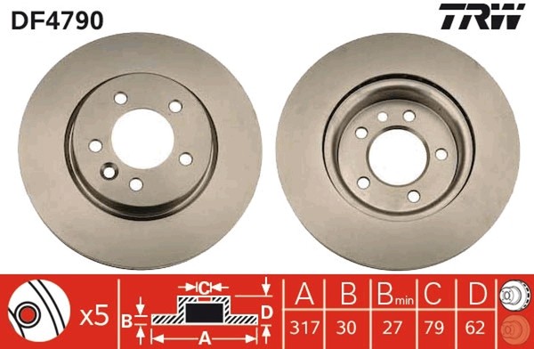 2X Bremsscheibe TRW DF4790 FüR Rover Range Discovery L319 Landrover 4 3 Sport 1-image