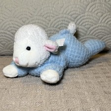VTG Eden White Baby Lamb Blue Terry Cloth Waffle Weave Thermal 10  Plush Floppy