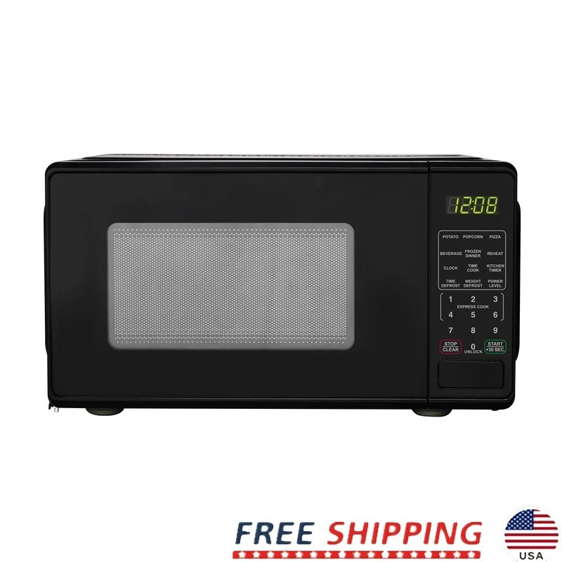 700W Compact Microwave Oven LED Display Timer Child Safety Lock 10 Power Levels