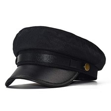 Chauffeur Hat for Men Women Classic Vintage Newsboy Cap One Size, Black