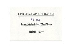 10 Mark Innerbetrieblicher Wertschein LPG Gro&szlig;bothen