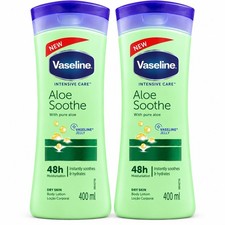 Vaseline Aloe Soothe Body Lotion 400ml x 2 Aloe Vera Intensive Care Moisturizer