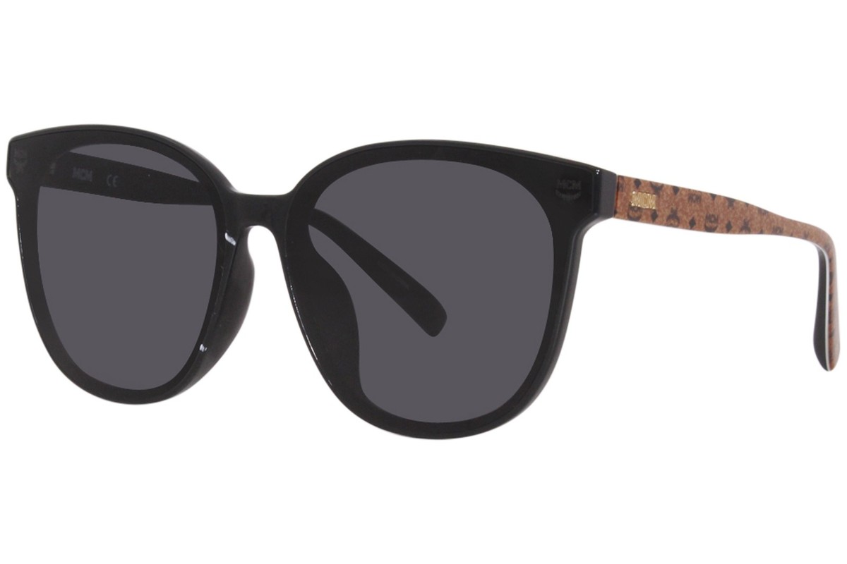 MCM MCM719SLB 005 Sunglasses Women's Black/Cognac Visetos/Grey