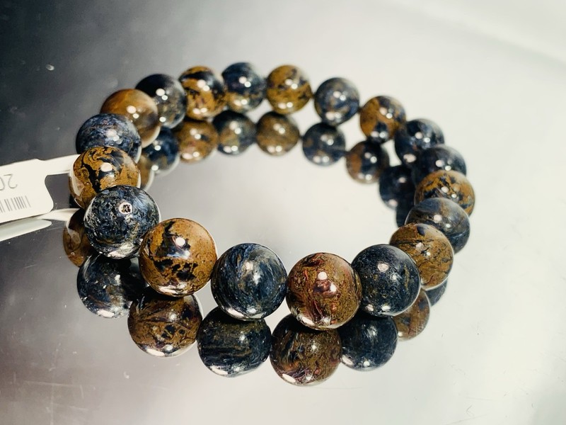 10.6mm Rare Natural Blue Yellow Storm Pietersite Bracelet